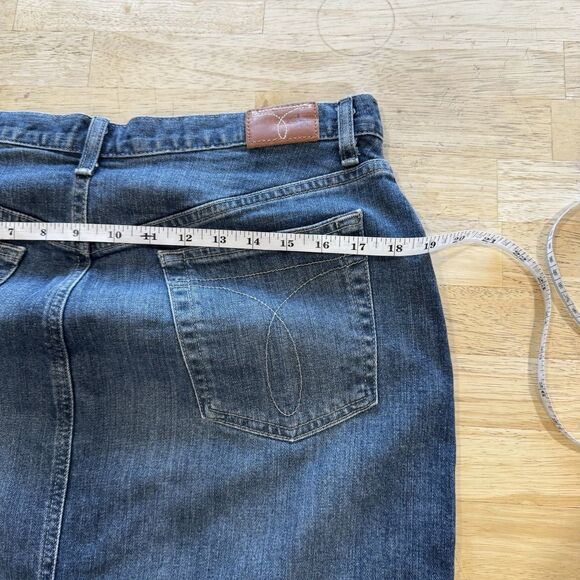 Calvin Klein Vtg. Y2k Denim Pencil Skirt Women's Size 10 Pockets Front Slit EUC - Picture 10 of 13